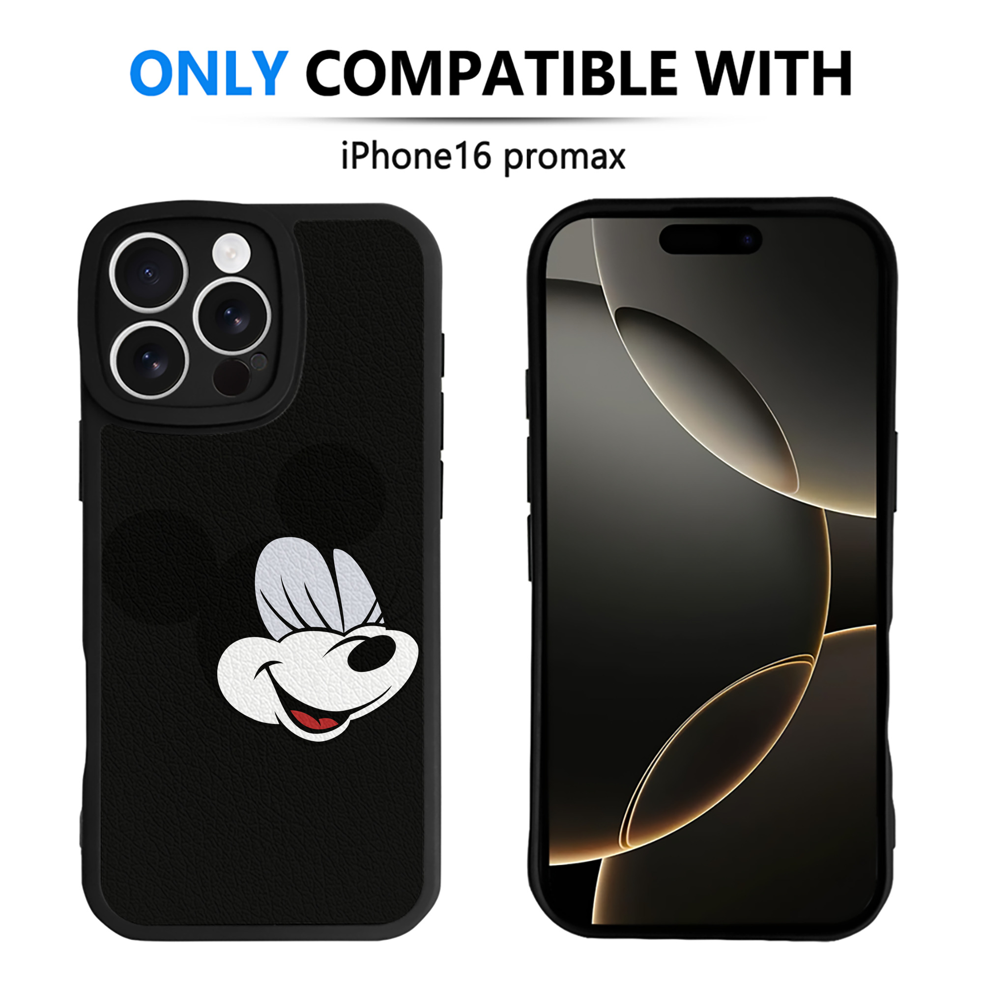 （画像用） ミッキーマウス Mickey Mouse 【iPhone 16シリーズ対応】シリコンスマホケース（レザー調） 材質：シリコン